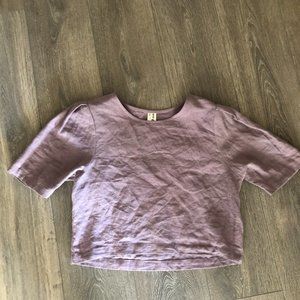 Eve Gravel 100% linen top in mauve